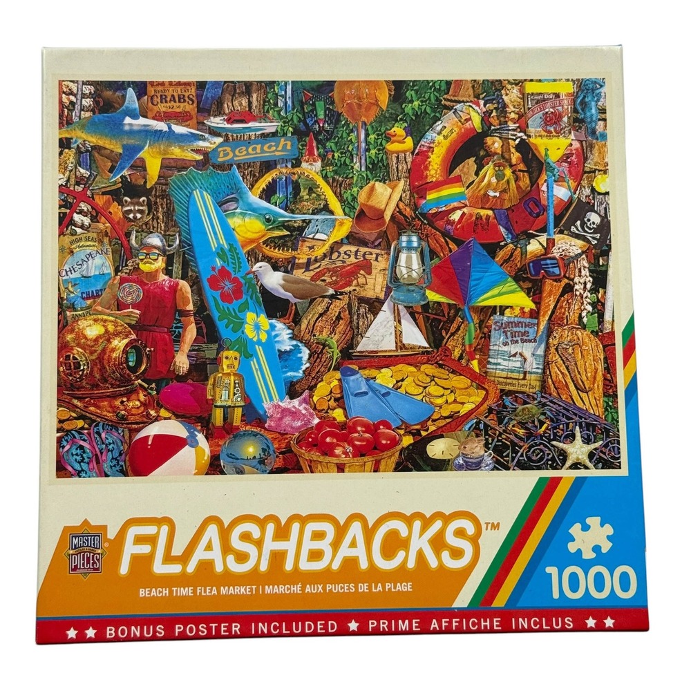 MasterPieces Flashbacks Beach Time Flea Market 1000 Piece Puzzle UNCOUNTED